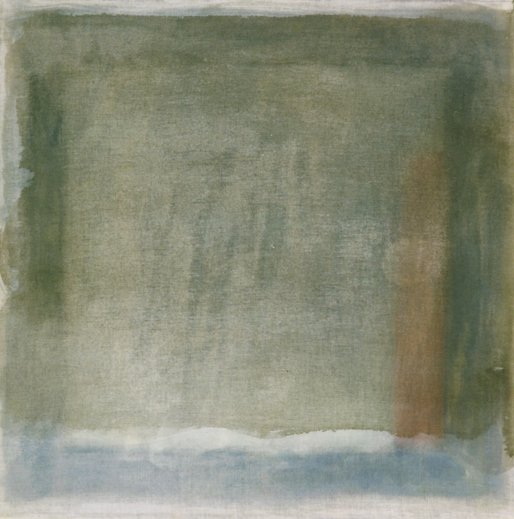 'schemering, herinnering' olieverf/transparant doek 45 x 45 cm 1997
