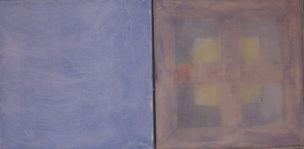'in gedachten' olieverf/transparant doek 45 x 45 / 45 x 45 cm 1997